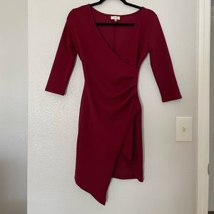 Small Maroon Half Sleeve Mini Dress.